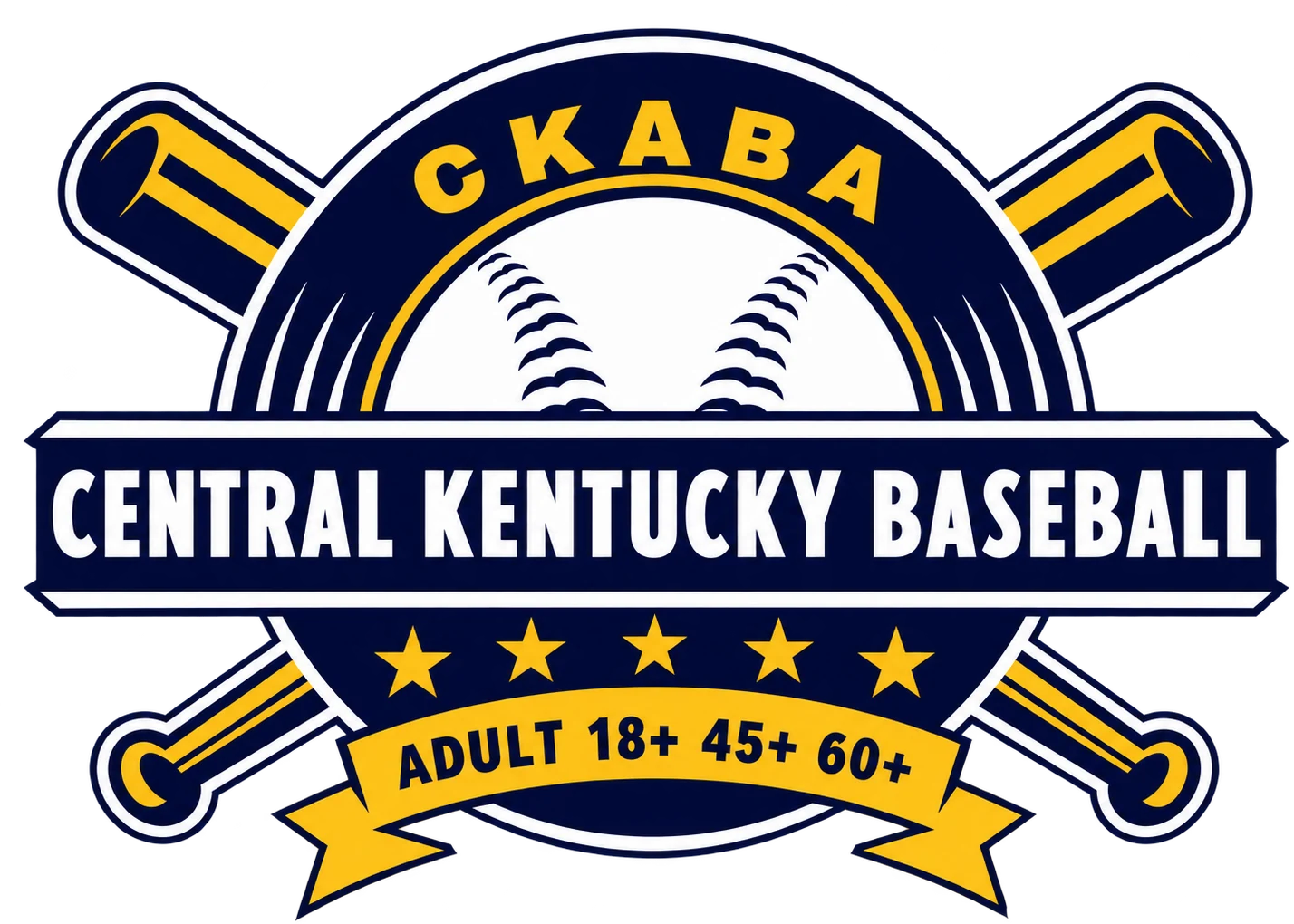 CKABA Central Kentucky Baseball official crest, adult 18+, 45+ and 60+